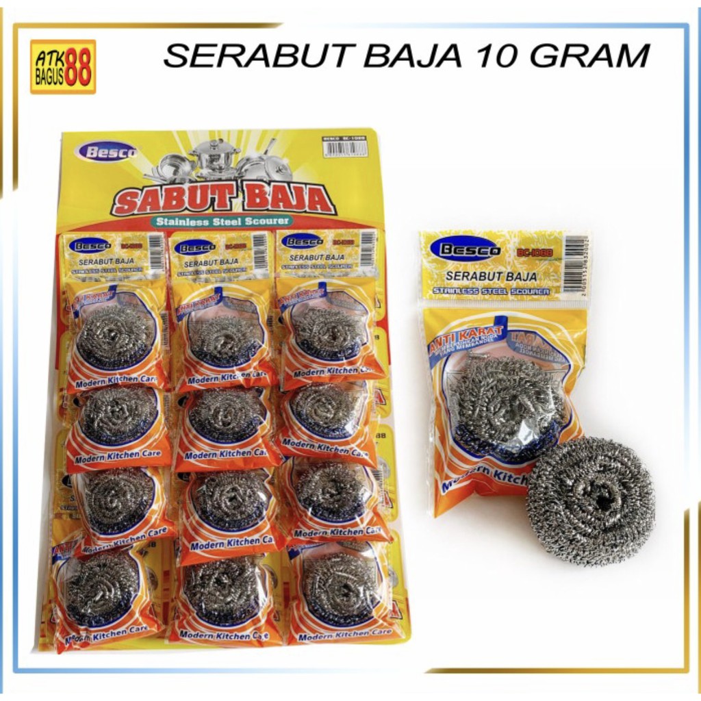 12 PCS SERABUT CUCI / GOSOK  PANCI / STAINLESS STEEL SCOURER - 10 gr