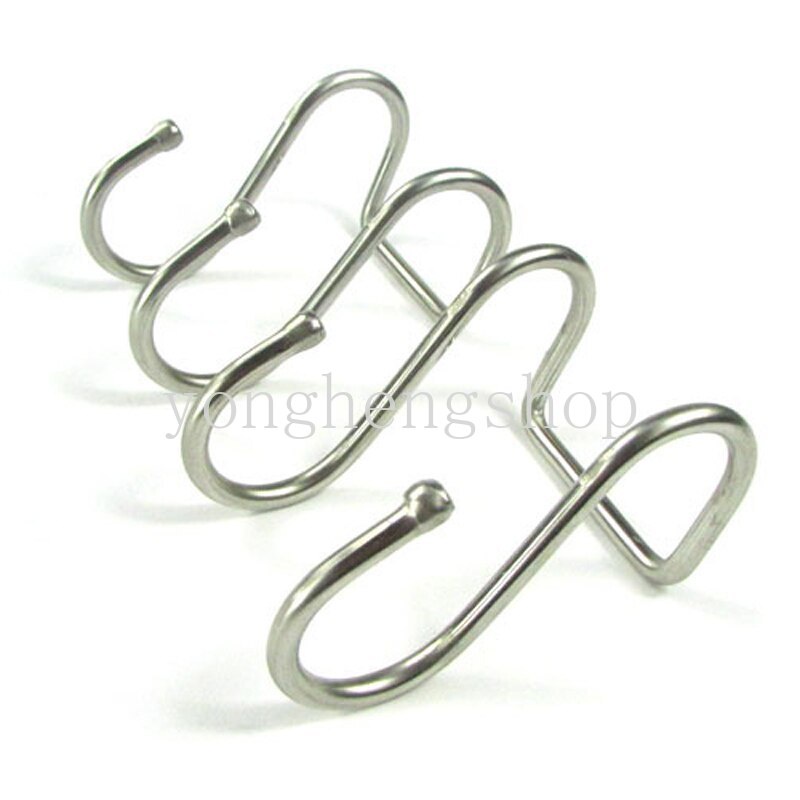 Rak Kait Gantung Penyimpanan Bentuk S Ganda Bahan Stainless Steel Metal Untuk Pintu Kamar Mandi Dapur