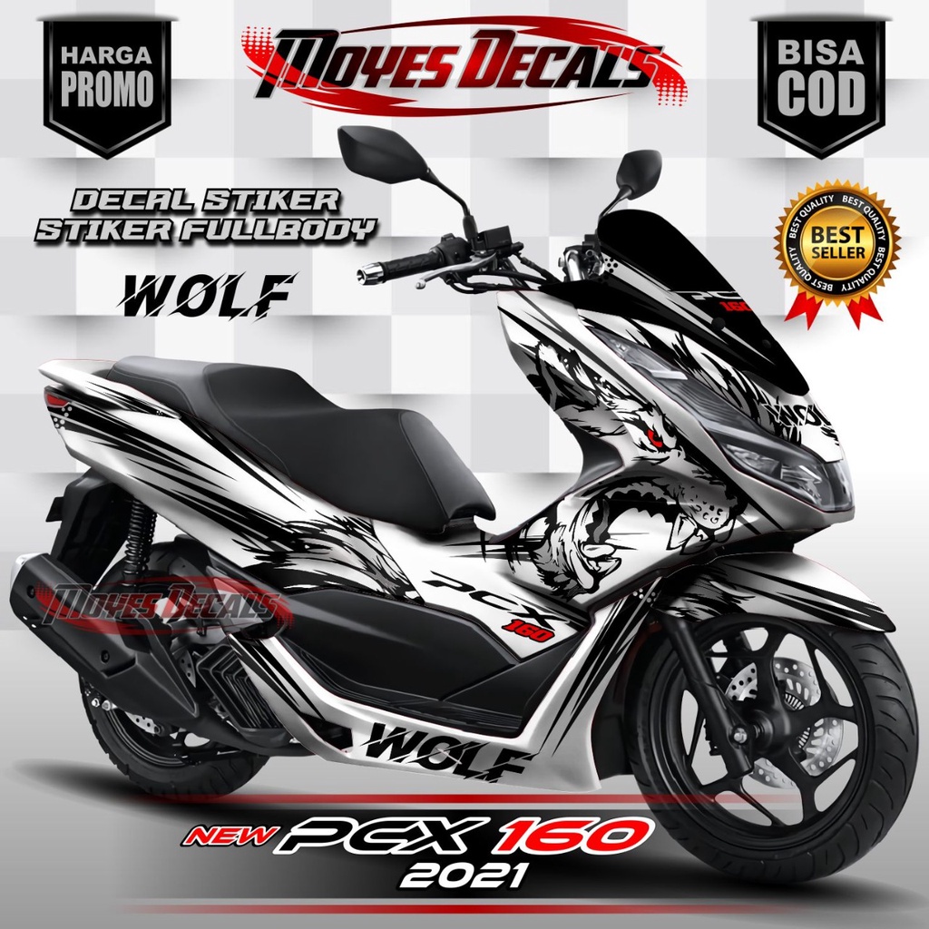 Decal Sticker New PCX 160 - Wolf White Color