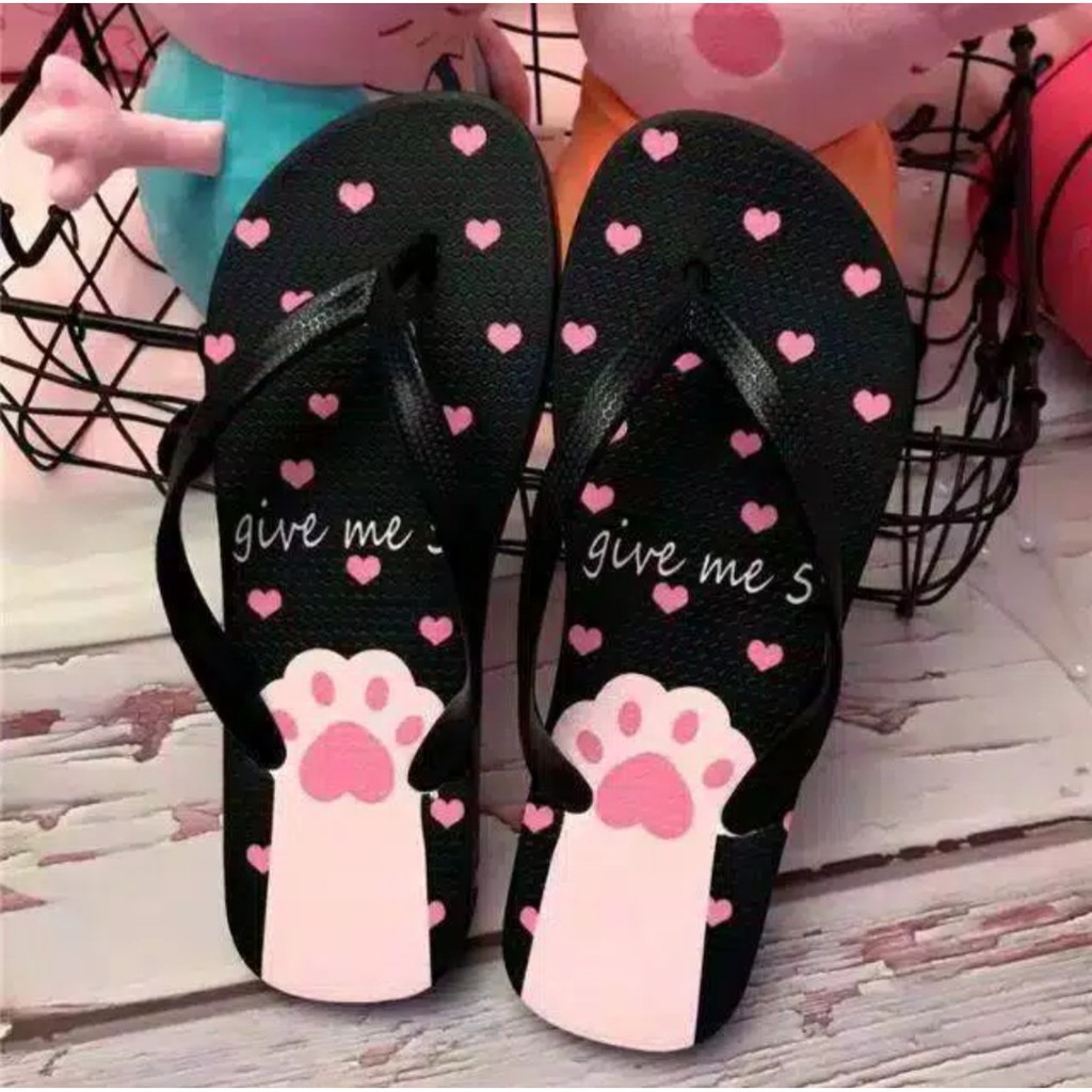 COD MAKASSAR Sandal Jepit Motif PAW Kaki Kucing Sendal Sliperp Fashion Shopee Online Shop Toko Tamz
