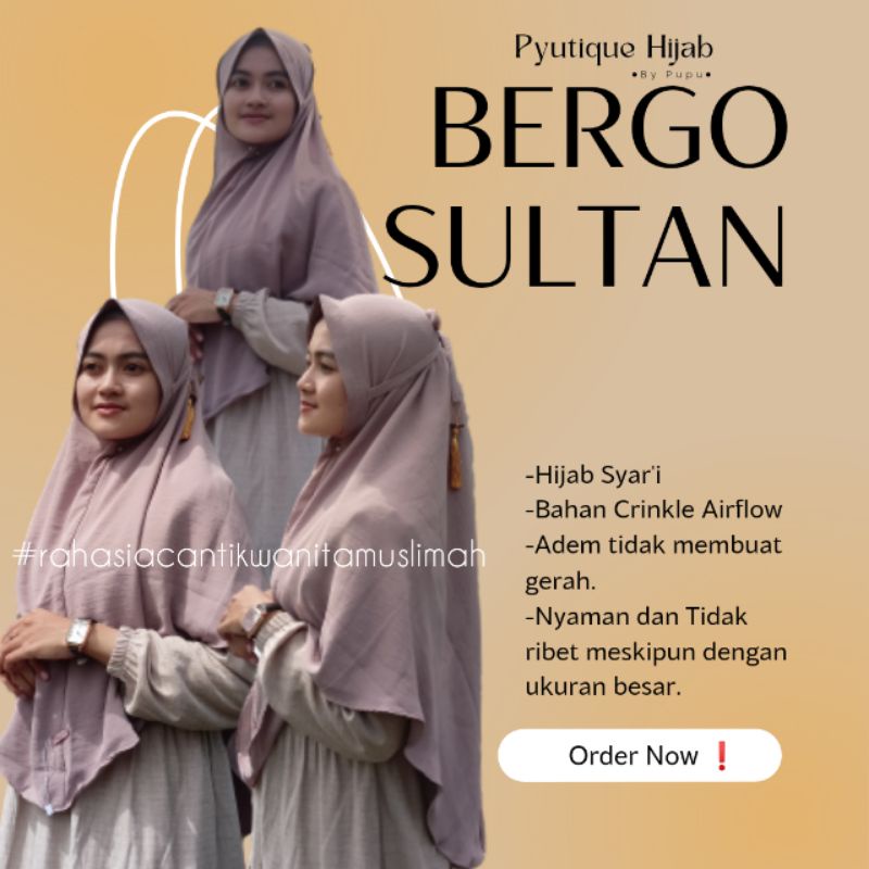 Bergo Sultan Hijab|Hijab Bergo|Hijab Syar'i|Hijab Crinkle Airflow