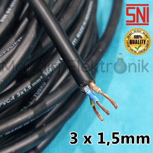 (Roll) Kabel Listrik Serabut isi 3 x 1.5mm Lotusku - Kabel Pompa Satelit Roll 50 Meter Lotus - Kabel Listrik Serabut isi 3