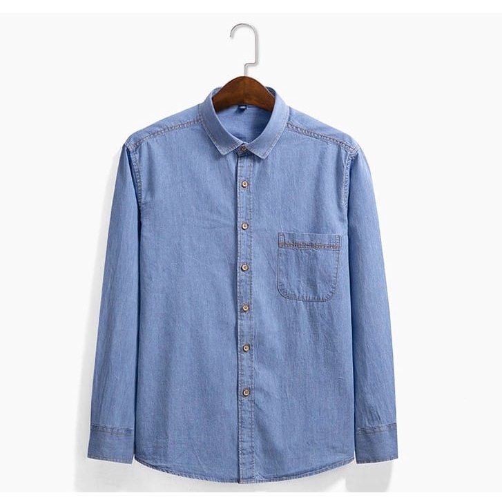 west jeans / kemeja pria /kemeja jeans pria / denim lengan pendek pria terpopuler/KEMEJA JEANS PRIA 