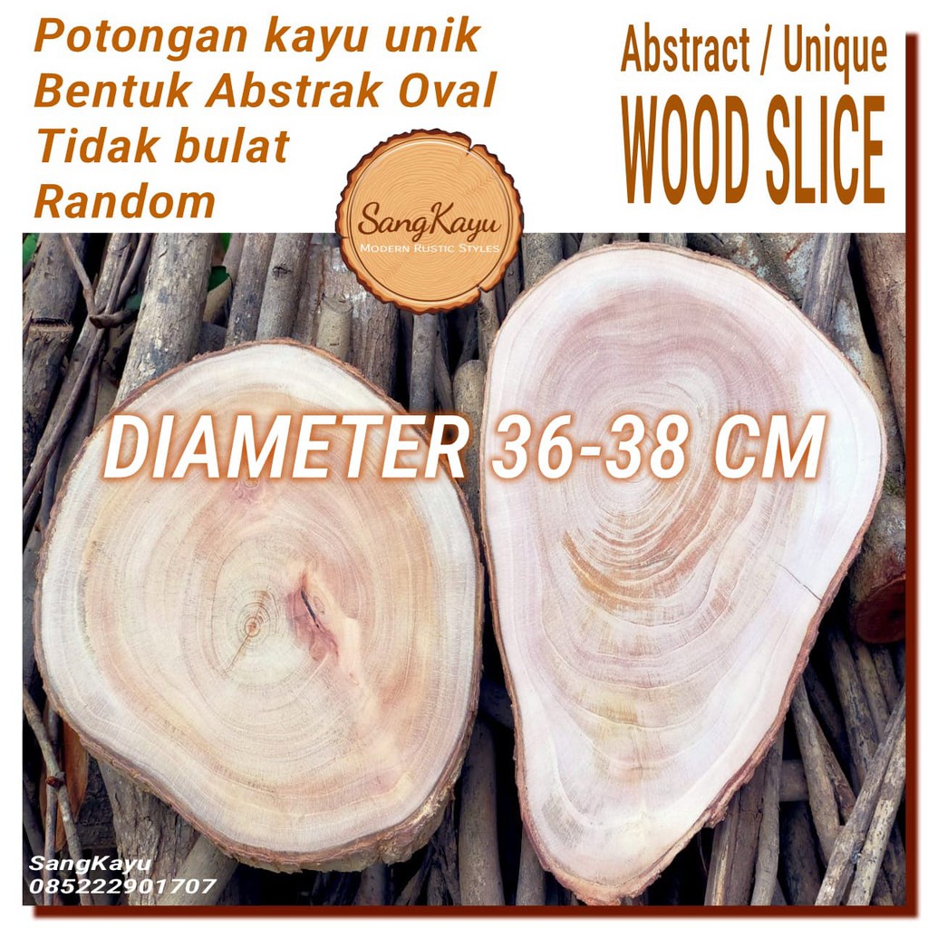 Abstract Wood Slice 36-38cm Potongan kayu unik abstrak talenan nampan