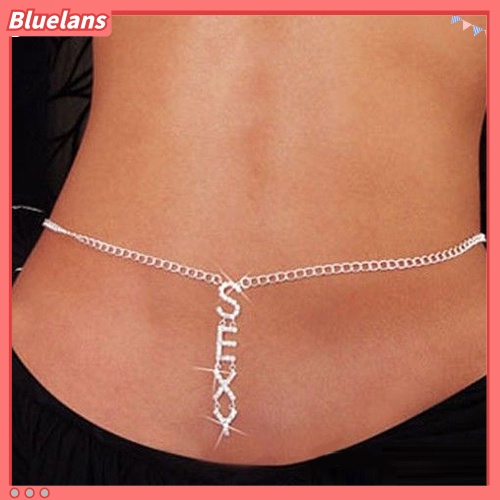 Bluelans Women Sexy Rhinestone Butterfly Dance Body Belly Waist Chain Fashion Jewelry