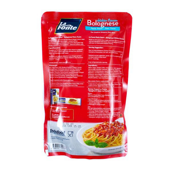 [HALAL] La Fonte Chicken Bolognese Sauce Spagethi 290 gr Saus Spageti