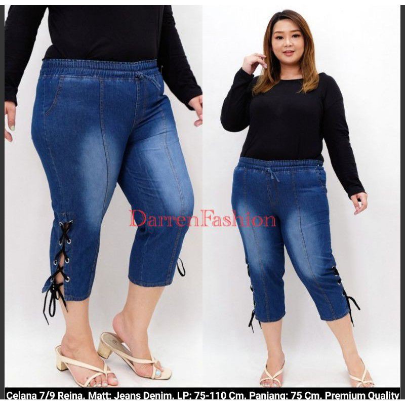 Celana 7/9 Reina Jumbo.Celana 7/9 Jeans Wanita Big Size Murah