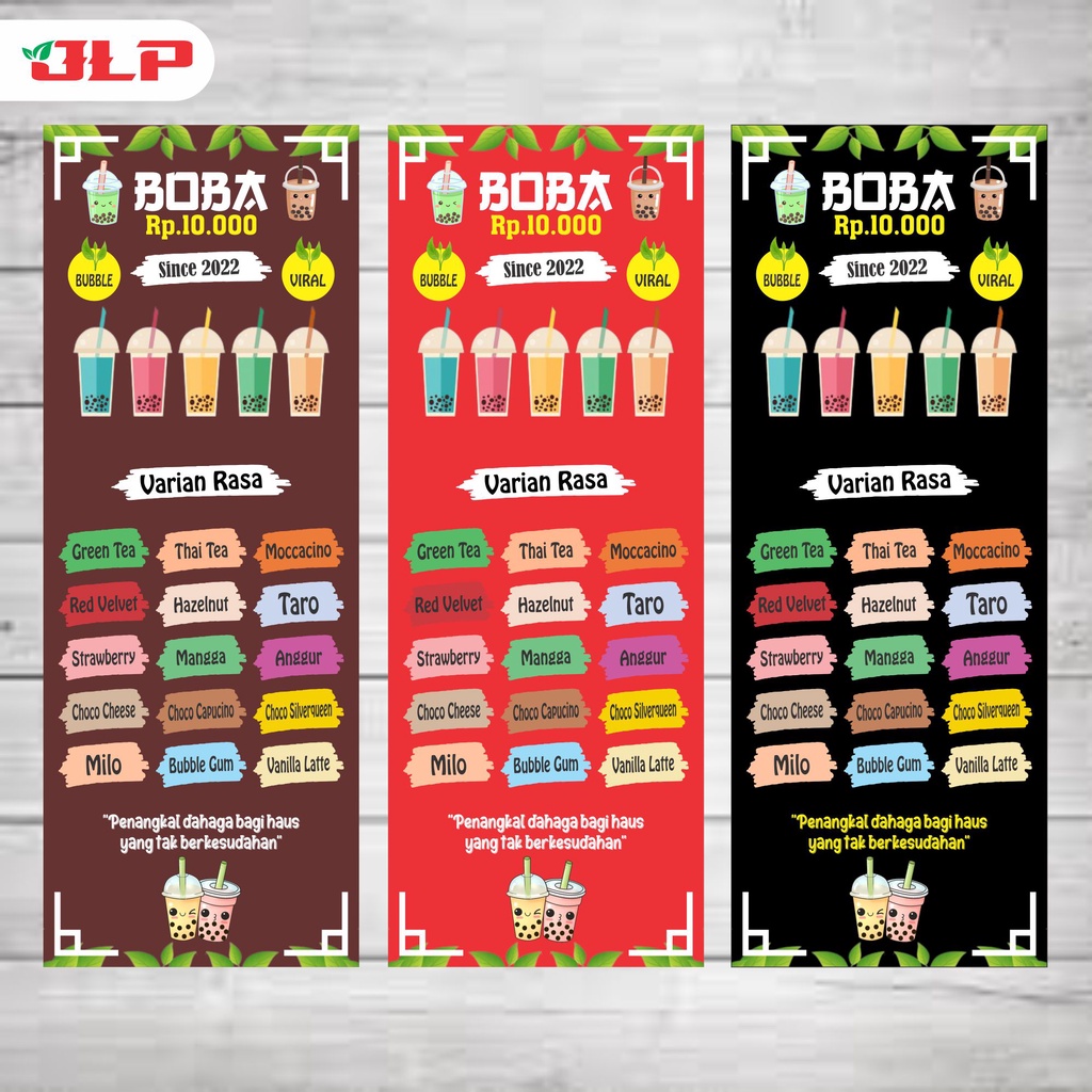 BOBA DRINK BANNER / BANNER BOBA / BANNER MINUMAN DENGAN VARIAN RASA FREE DESAIN