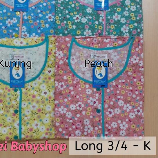 ➼ Longdress Lengan 3/4 / Daster Panjang Katun Pretty Girl Motif ➭