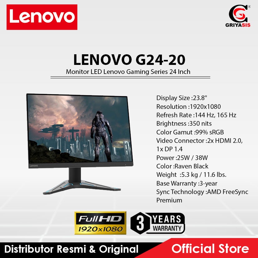 Monitor LED Lenovo Gaming Series 24 Inch G24-20