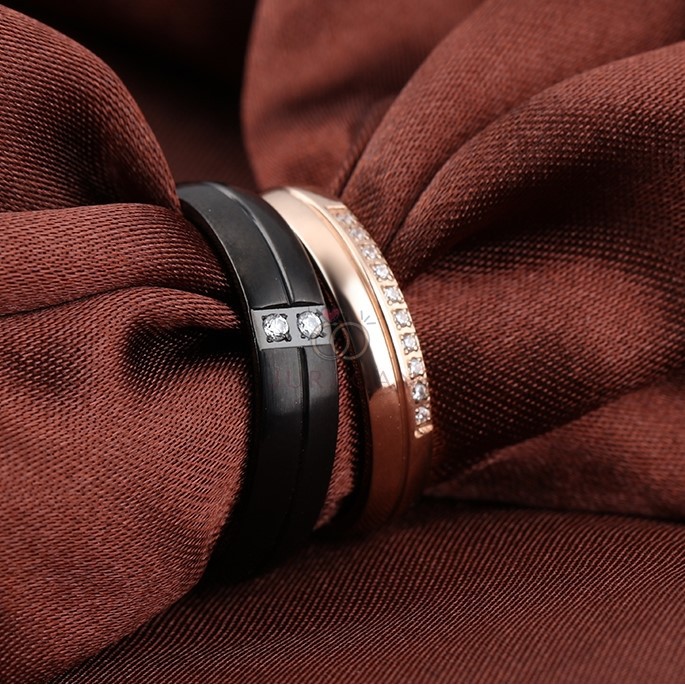 AILOVIU Cincin Couple Ukir Nama R67 Black Rosegold Titanium Nikah Tunangan High Quality + BONUS Gelang Couple