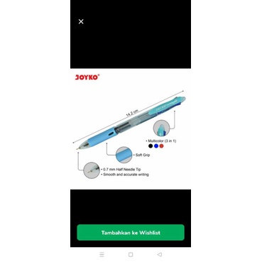

Joyko Bp 199 trico 3 warna 0.7mm joyko pen pulpen joyko atk
