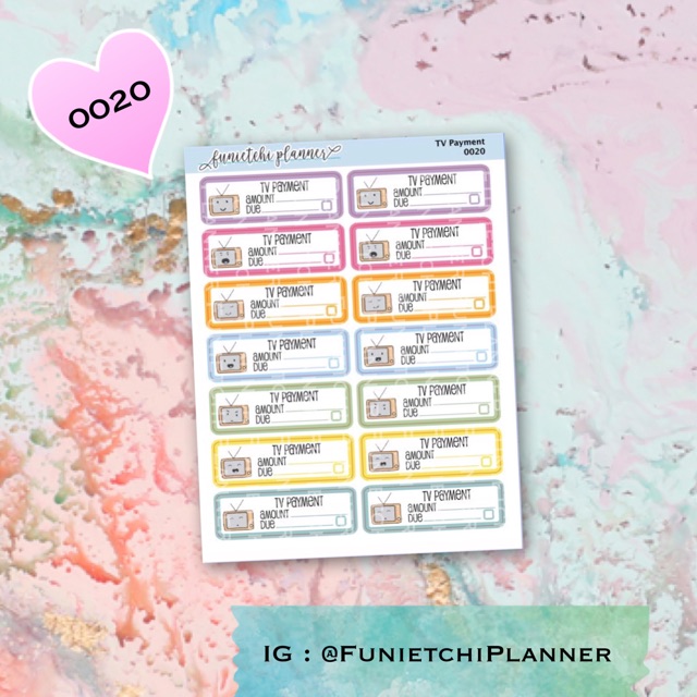 

TV Payment Bill Due Planner Sticker / Stiker