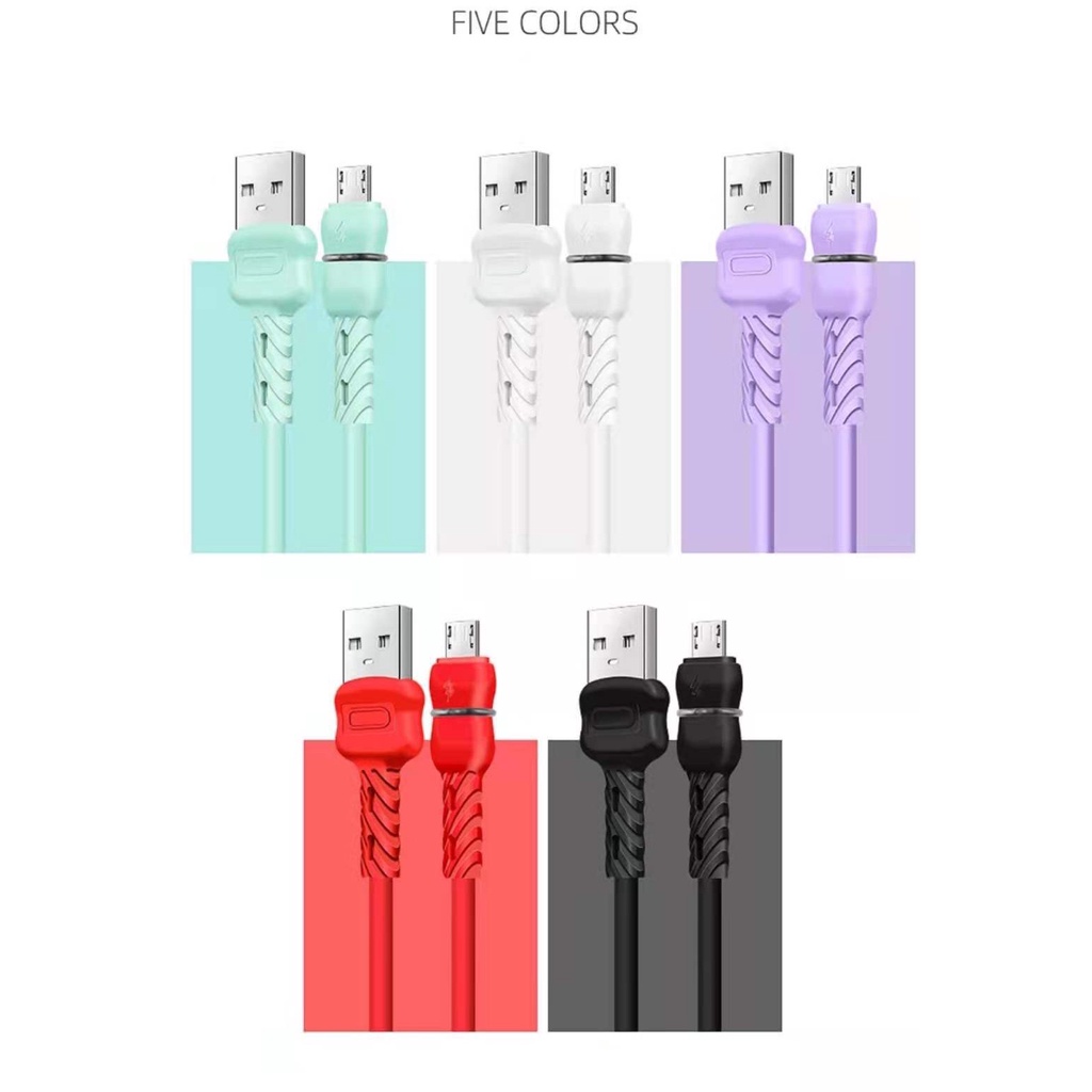 MIINII Kabel Data KM-05 3A Macaron Lampu LED Fast Charging