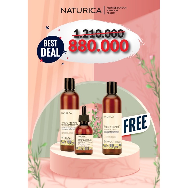 NATURICA Energizing isi 3pcs Paket Hairfall (2 Shampoo 1 Tonic ) Mengatasi Rambut Rontok | Menumbuhkan | Penumbuh rambut