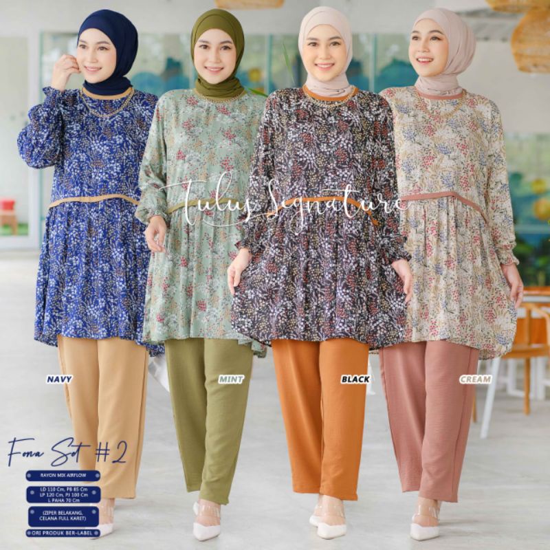 FONA SET #2 BY TULUS SIGNATURE / ONE SET WANITA MUSLIMAH / Setelan baju wanita kekinian