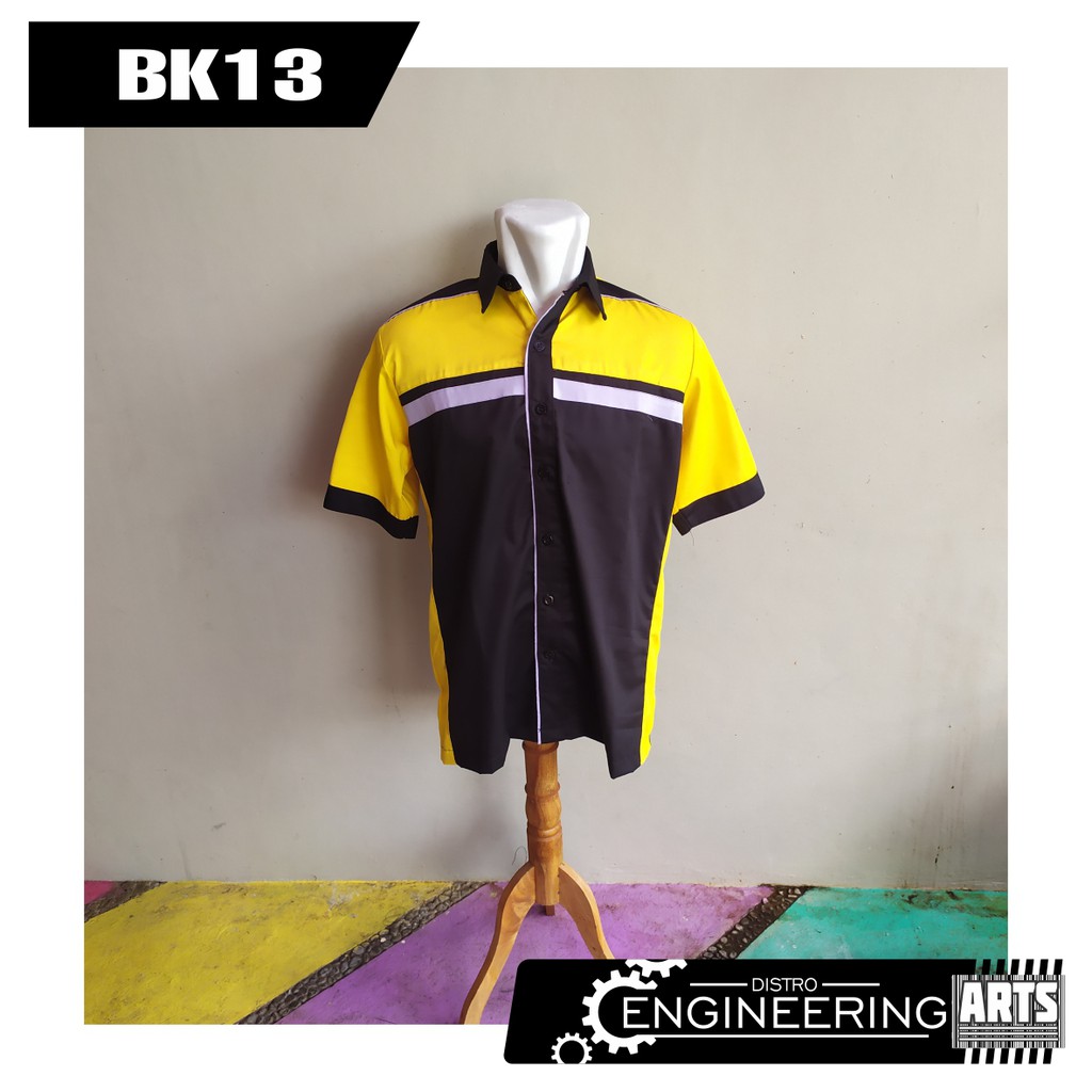 Baju Kerja Lengan Pendek Warna Kuning-Hitam - Wearpak Atasan - Kemeja Dinas Kantor Teknik
