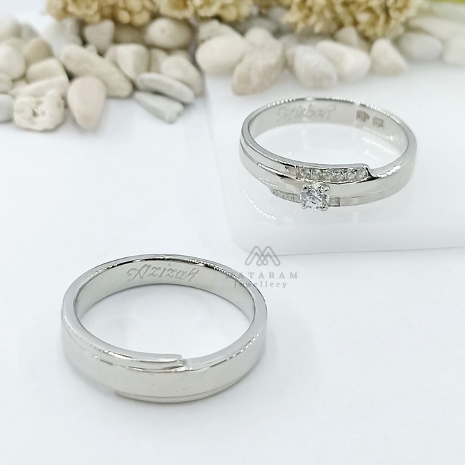 Cincin Perak 925 Sepasang / Cincin Silver 925 Couple MT030 Asli - Free Ukir Nama - Bisa Request Mode