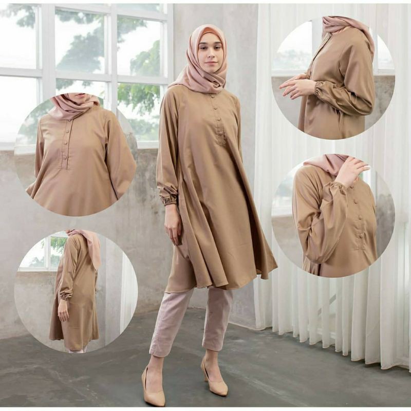 Tunik Jumbo Terbaru 2021 Premium Bangkok Panjang Busui Atasan Muslim Murah Hitam Putih Polos Import