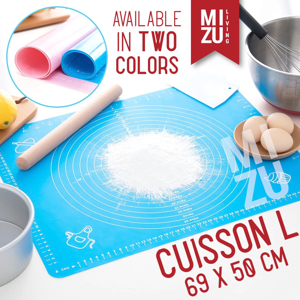 MIZU CUISSON L 69x50cm Non Stick Silicone Mat Alas Adonan Tatakan Kue Baking Pastry Mat BPA-Free