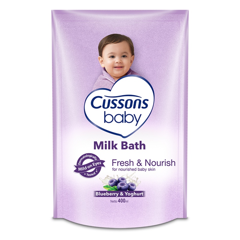 CUSSONS BABY Milk Bath Soft &amp; Smooth, Fresh &amp; Nourish, Mild &amp; Gentle, Happy Fresh 400ml Refill Pouch