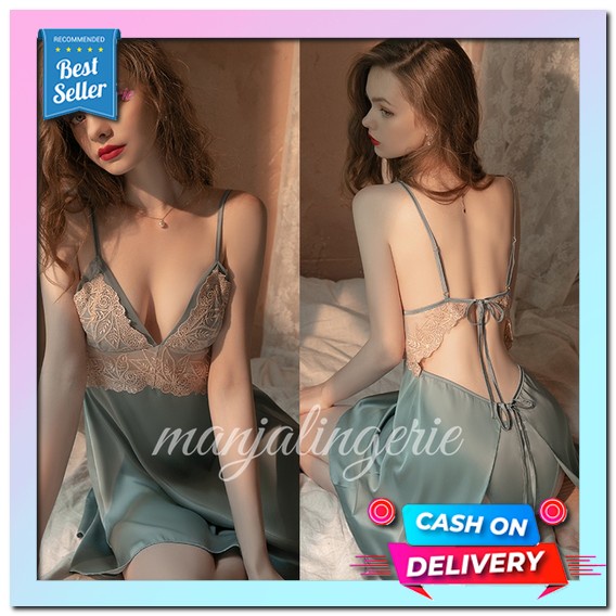 Premium Sexy Lingerie Big Size Xl Set Bikini Kimono + Bra + Panty Renda Bunga Hitam Merah Putih Manj