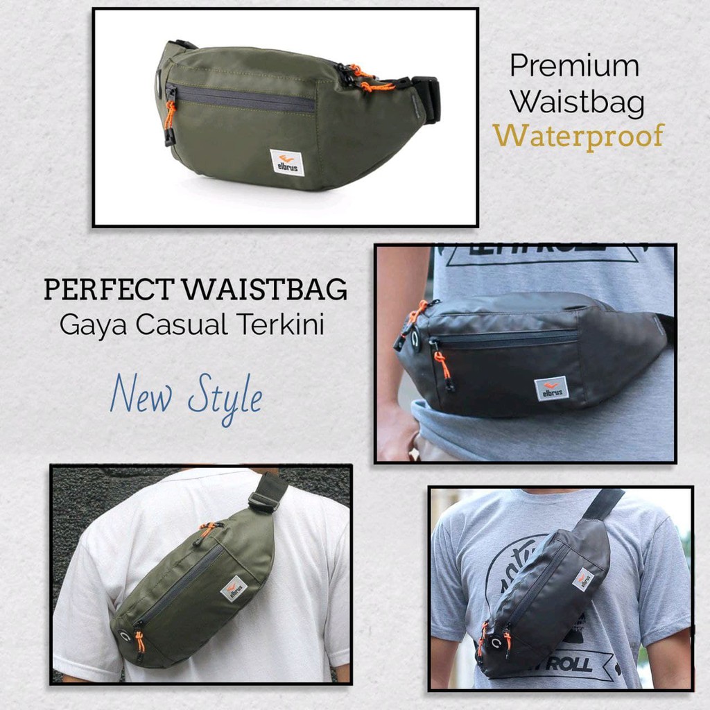 Tas Selempang Pria Anti Air Waterproof Kecil Waistbag Distro Keren