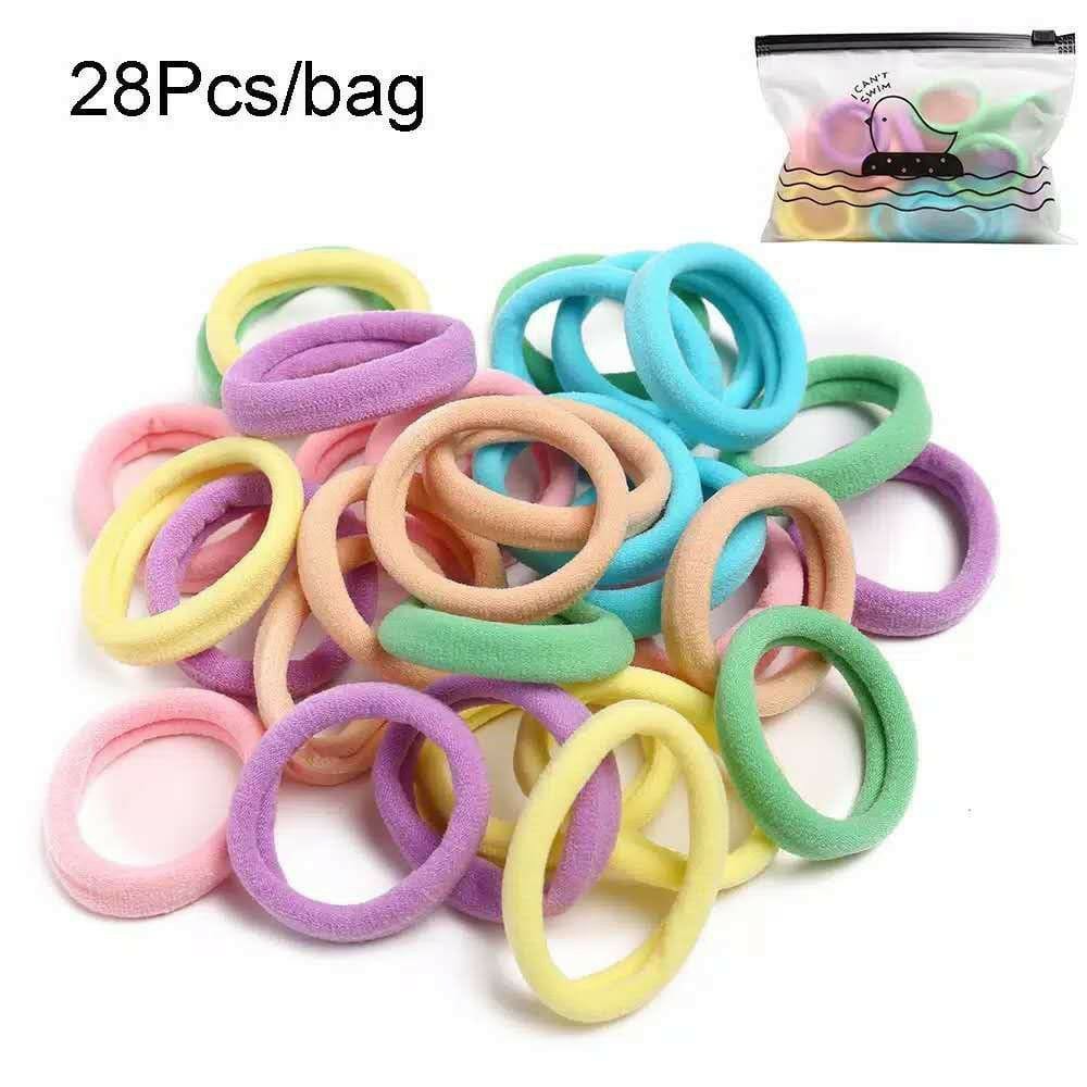 Korea Ikat Rambut MF54 28/100/1000Pcs Bag Elastis Warna Polos Fashion Korea Wanita