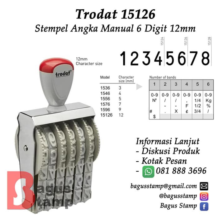 

Stempel Manual Angka 6 Digit 12mm Trodat 15126