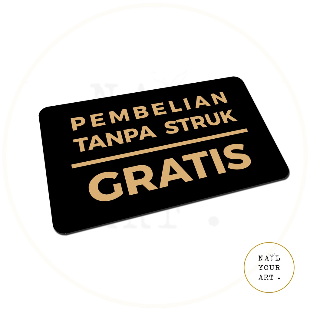 SIGNAGE TEMPEL - PEMBELIAN TANPA STRUK GRATIS - AKRILIK GOLD 20x12cm