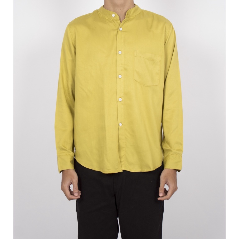 Fortglass ARKANA Kemeja Rayon Twill Polos Pria Lengan Panjang Formal Kubus Khaki Cream Blush Lemon Hitam Putih