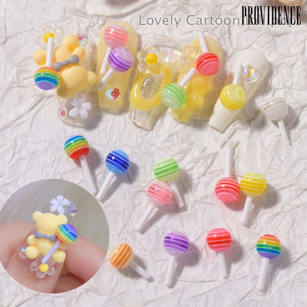 Providence 5Pcs/Set Lollipop Style Nail Ornament Cartoon Resin Cute Clay 3D Accessories Charm Candy Decoration for Manicure