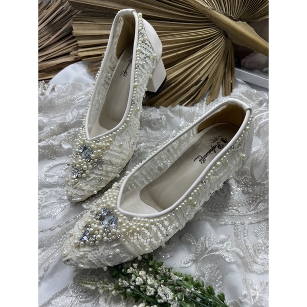 sepatu Rafaizoutfit wedding wanita syahera broken white tinggi 5cm tahu