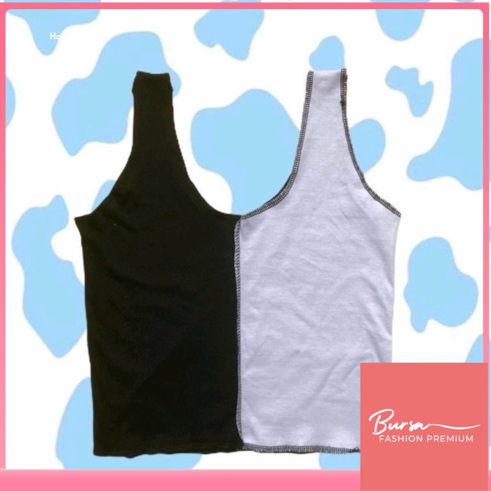 Tank Top B&W / Tank Top Wanita Korea / Tank Top Crop Wanita Korea