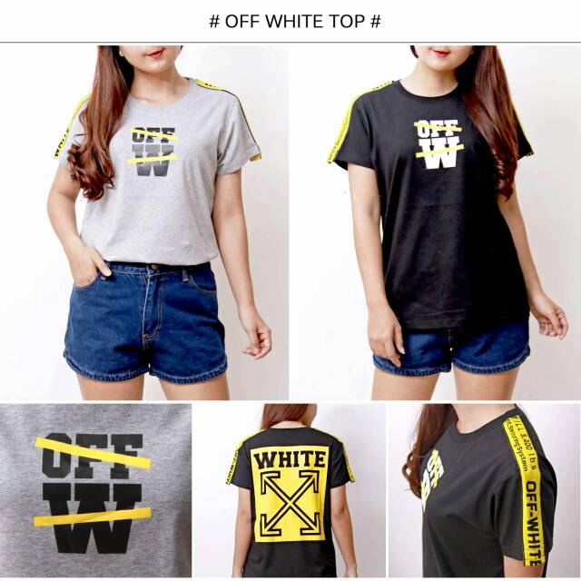 Kaos Couple pasangan cowok cewek list OFF white top  premium