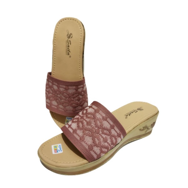 Sandal wanita wedges rajut motif bunga terbaru hak 5cm saila/sandal wanita wedges