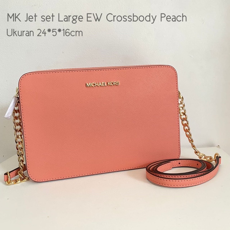 MK Jet Set Large EW Crossbody Peach