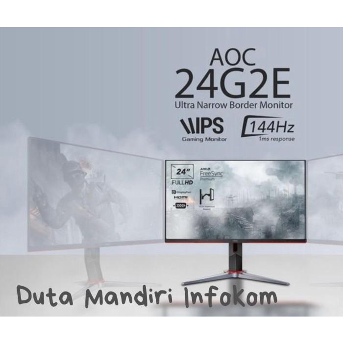 AOC 24G2E 24 Inch - FHD IPS 144Hz 1ms HDMI DP Freesync Gaming Monitor