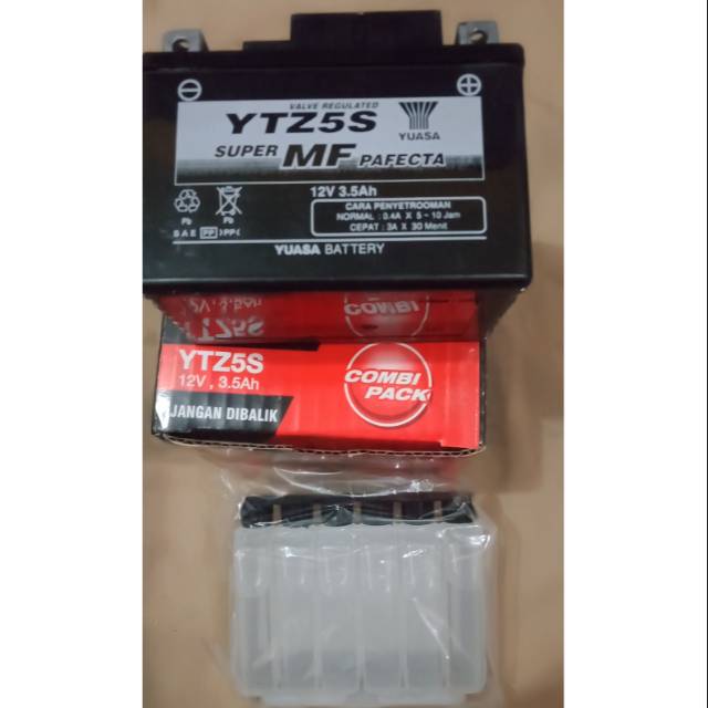 aki kering YUASA YTZ5S MF 12 v , 3.5Ah supra x 125,beat,vario,mio j,mio gt,revo abs,vixion