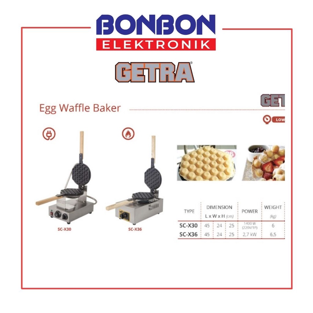 GETRA Egg Waffle Baker SC-X36 / Mesin Listrik untuk Membuat Waffle