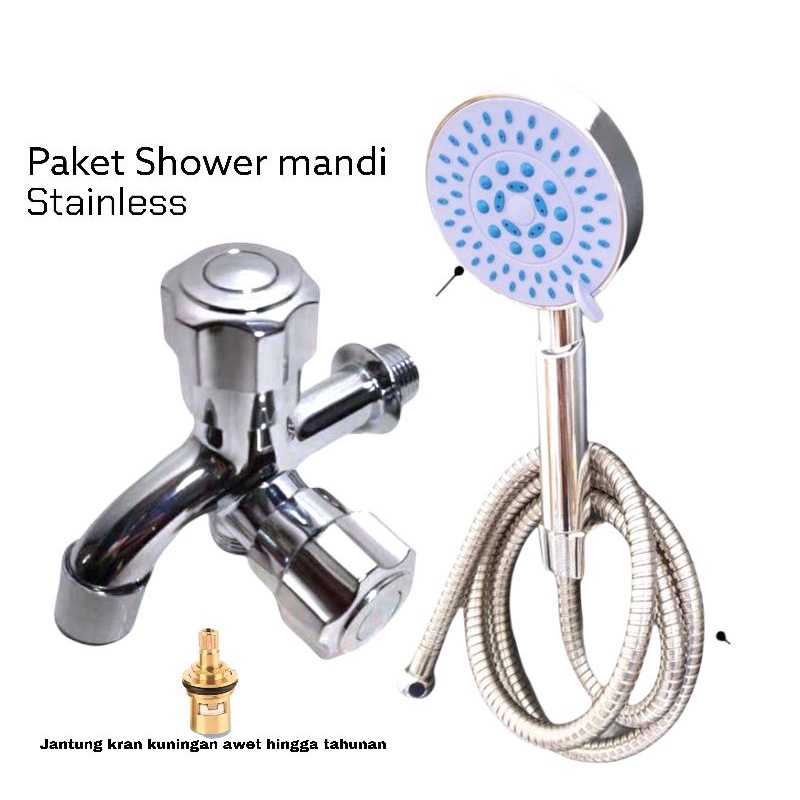 Shower Kamar Mandi  Paket Shower Mandi Variasi Stainless Dan ABS Standard Drad 1/2