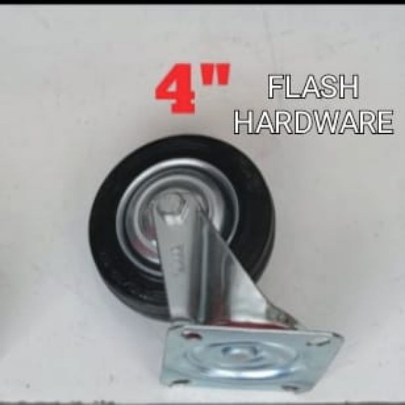 Roda karet / roda trolley / roda etalase lori HIDUP putar uk 4" inch