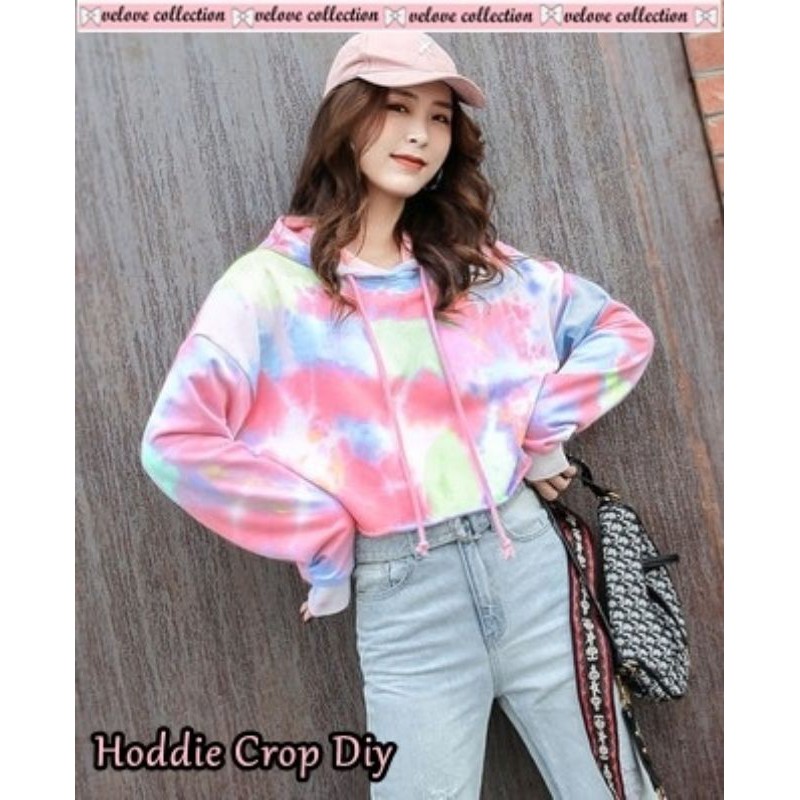 Hoddie crop diy WN SWEATER HOODIE CROP DIY TIE SWEATER KEKINIAN SWEATER JUMBO WANITA TIE DIY