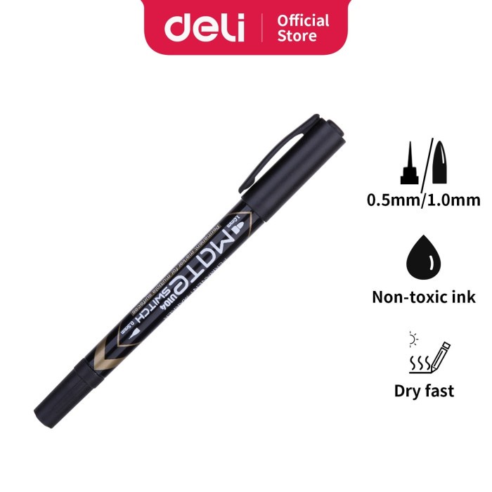 

TULIS-ALAT- DELI EU10420 PERMANENT MARKER/SPIDOL PERMANEN-2-HITAM - MERAH, 1 PCS -ALAT-TULIS.