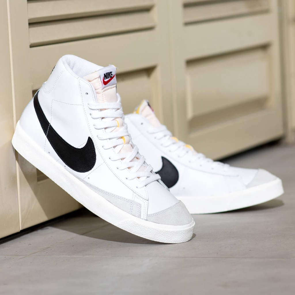 SEPATU NIKE BLAZER MID 77 LEATHER WHITE BLACK PUTIH HITAM PREMIUM ORIGINAL QUALITY