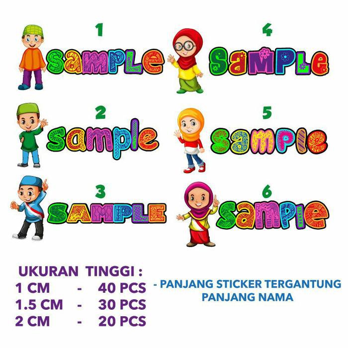 

Stiker Label Nama Tahan Air/Sticker Waterproof Cutout - Muslim Kids