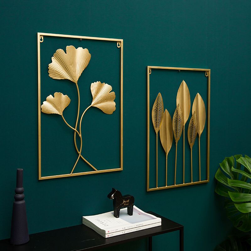 WallDecor Hiasan Dinding Frame Metal Gold / EMAS Daun Leaf Ginko Scandinavian/ WALL Decor Nordic /Ornaments / pajangan besi / tropical panjangan dinding