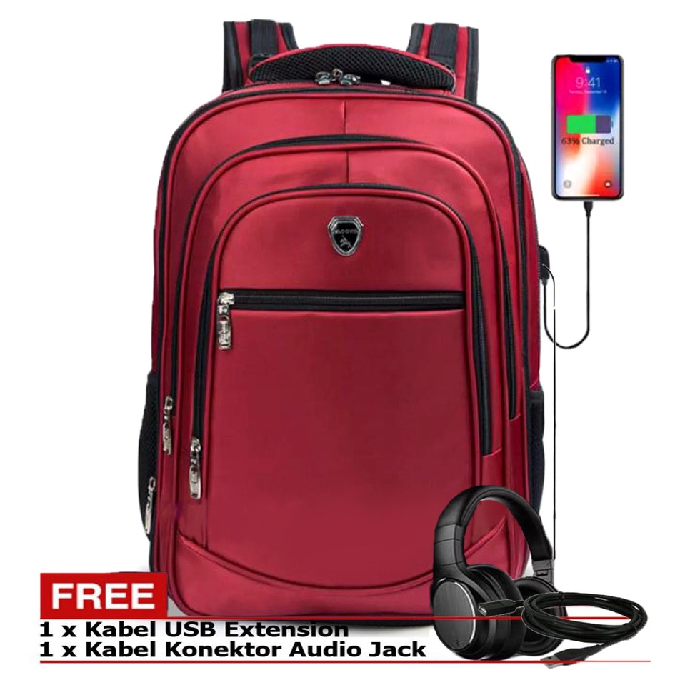 Tas Ransel Laptop PL Power Tas Punggung Pria Ransel Polo Import Dual USB Portable Tas Pria Casual