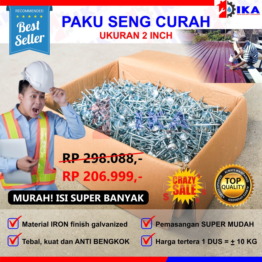 PAKU PAYUNG 2 INCH / 5 CM / PAKU SENG / PAKU ASBES CURAH 10 Kg