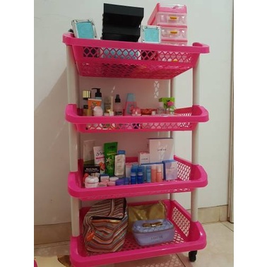 RAK SALON SUSUN 4 RODA GREEN LEAF 1340 R4 / TEMPAT SURAT / RAK PLASTIK BUKU DAPUR SERBAGUNA